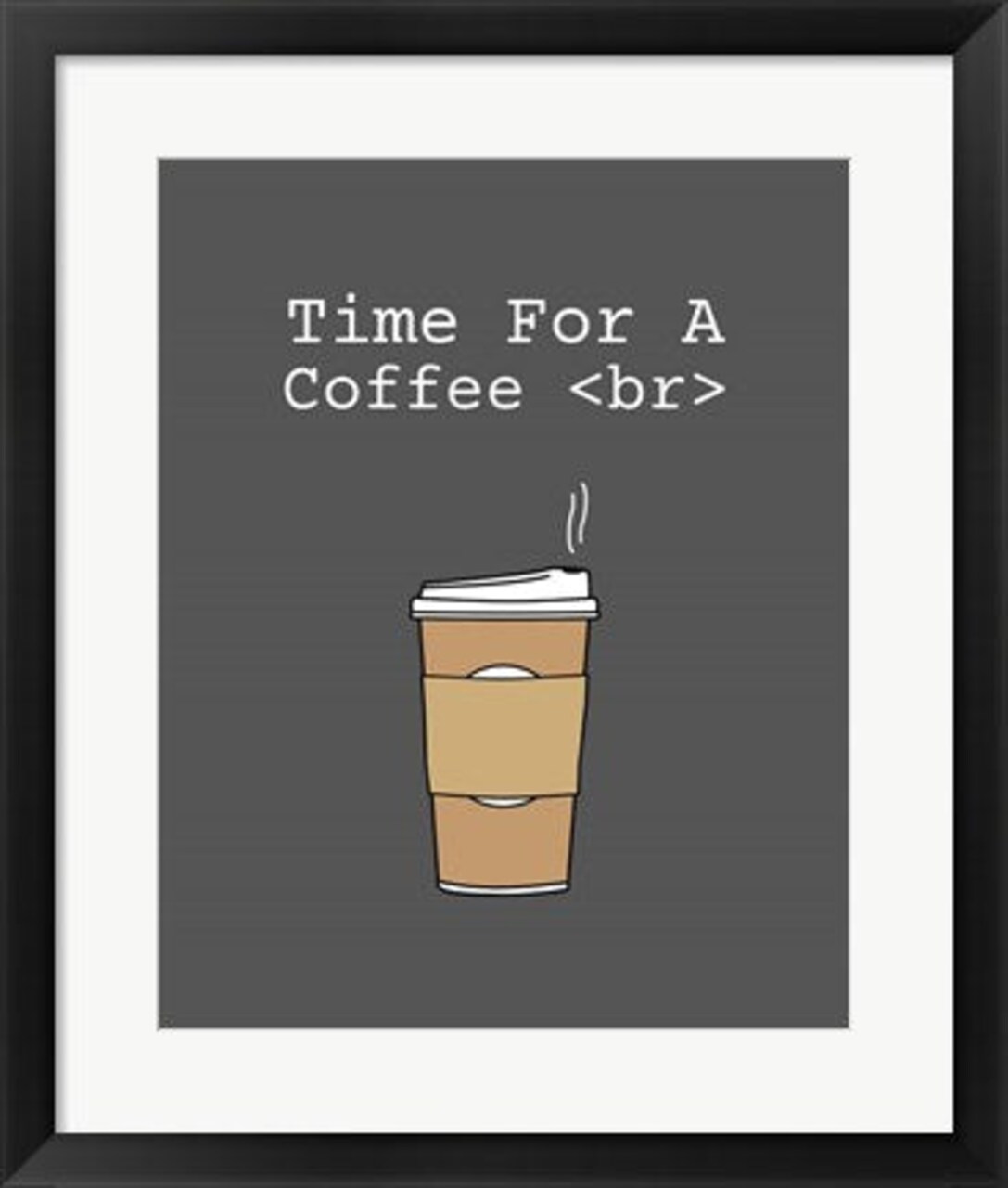 Framed Art Time For A Coffee <br> - Gray Wall Decor 18x24 Artwork